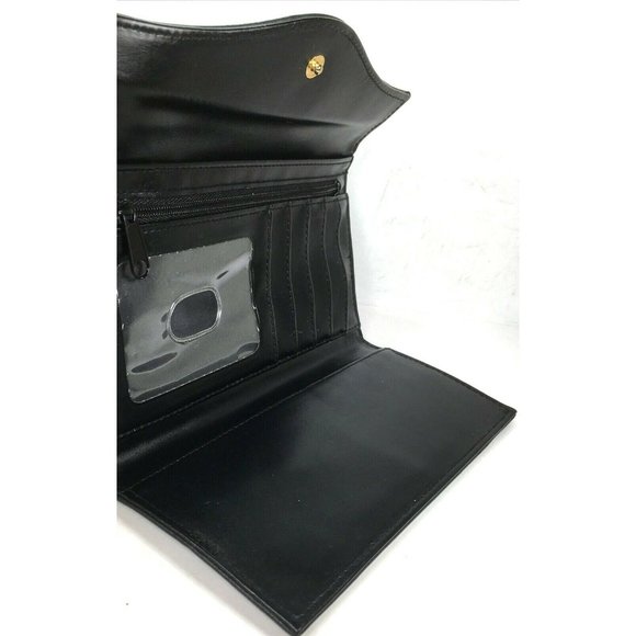 Buxton Black Leather Kisslock Purse Clutch Wallet - Picture 3 of 12